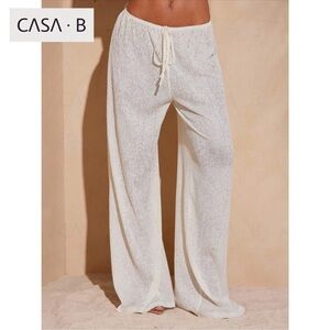 SOON💫to CASA B | The Solana Drawstring Wide-leg White Knit Lounge Pants
